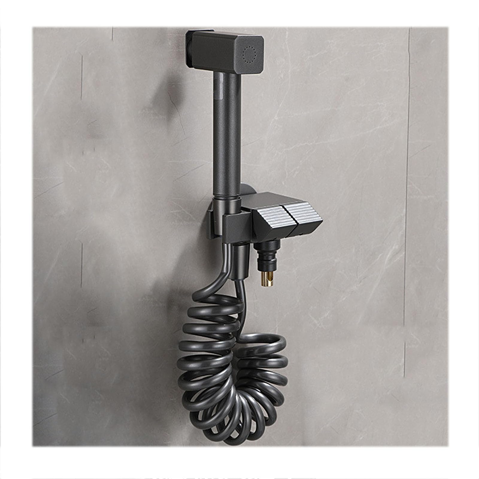 Rociador De Bidé De Mano Higiene Personal,Montado En La Pared Pulverizador De Inodoro De Mano con Manguera,Kit Ducha Higienica para WC,Gris,2