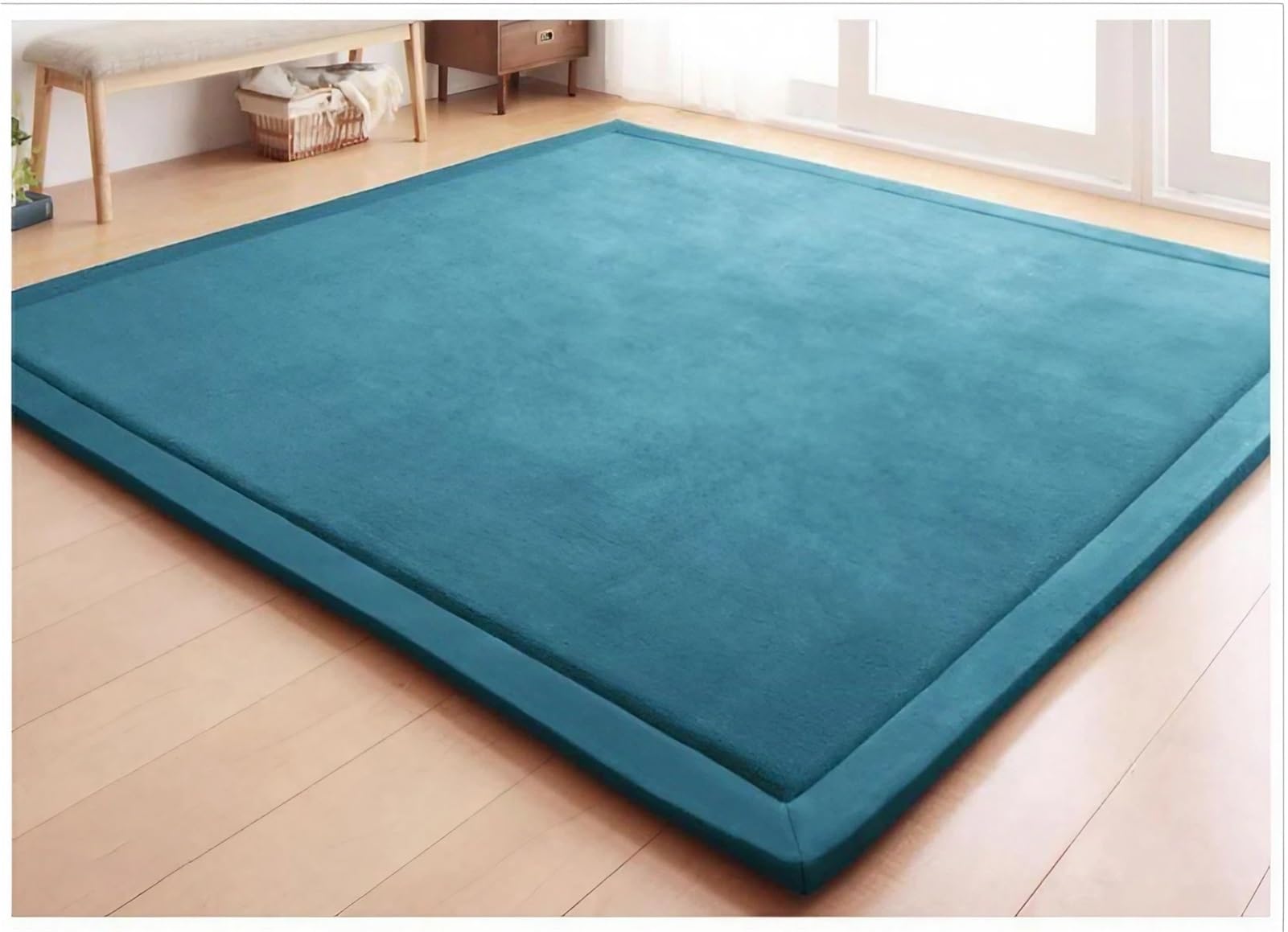 Tapis épais antidérapant et moelleux bleu 200x280 cm pour isoler le sol