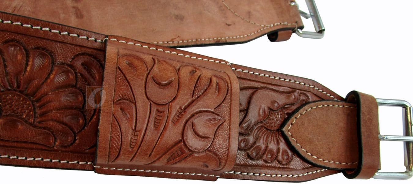 Western CINCHES Roping Ranch Saddle Girth Barrel Racing Pleasure Trail Leather Back Cinch Cowboy Rodeo TACK 36" Long END to END