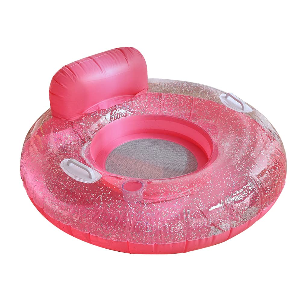 Bouée Gonflable Adulte Rose en PVC avec Poignées, Siège Ergonomique