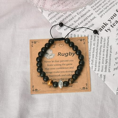 Rugby Lovers Gifts for Men Son Birthday Gift for Grandson Brother Rugby Bracelet Gift for Friend Bff Anniversary Wedding Gifts for Husband Boyfriend Rugby Accessories for Dad Grandpa Fathers Day Gift