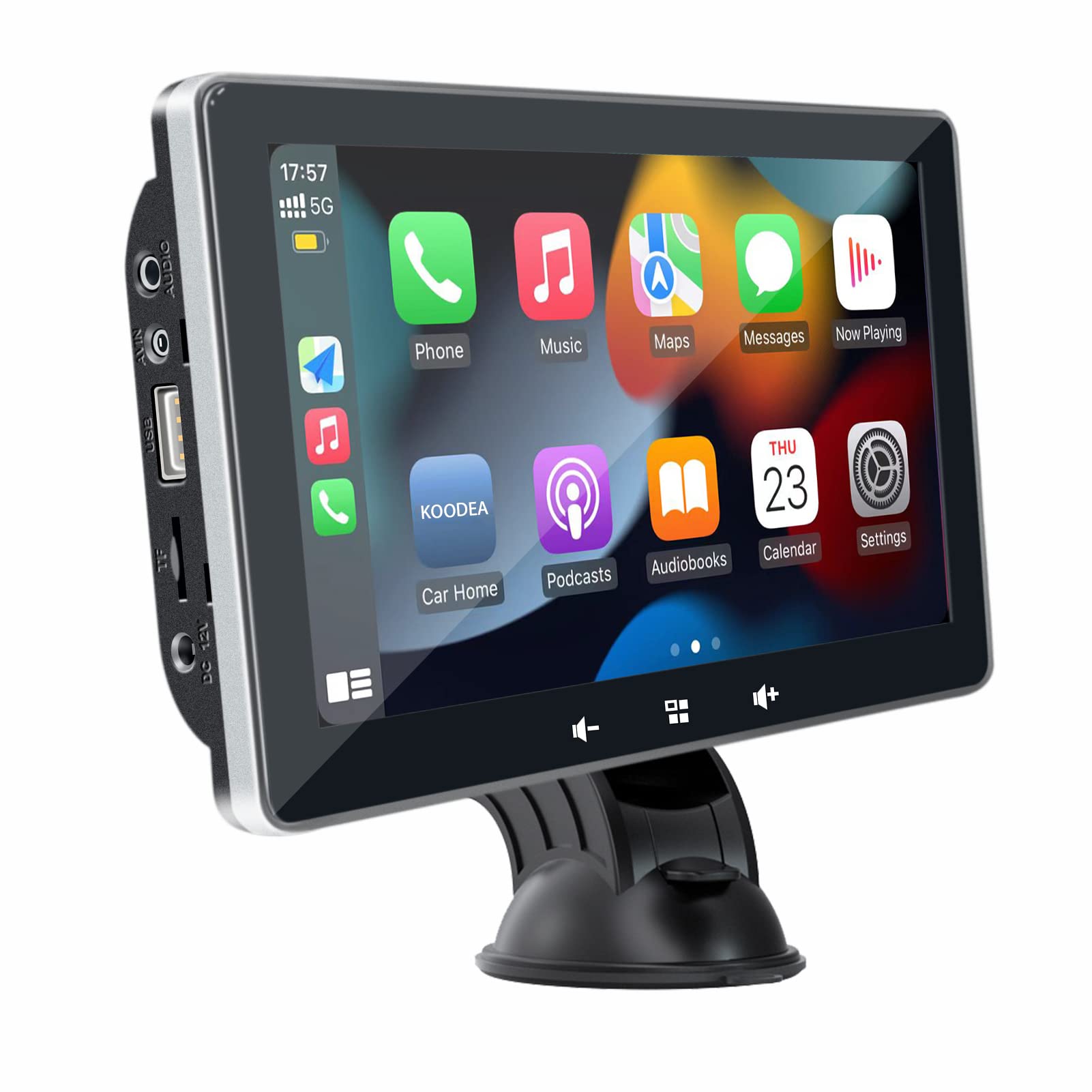 KOODEA Portable Wireless CarPlay & Android Auto, 7" IPS Touch Screen Multimedia Player , Bluetooth, Mirror Link, FM, Siri/Google Assistant, TF Card/USB/AUX Car Radio Receiver