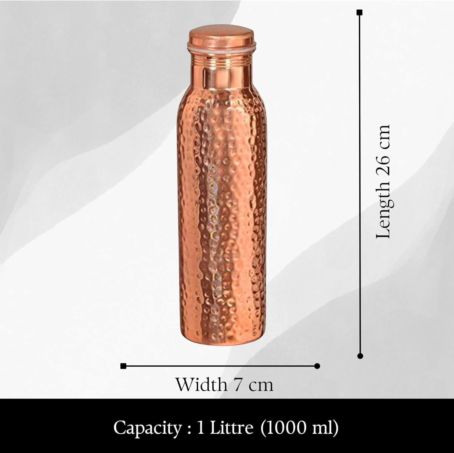 Handcrafted Pure Copper Water Bottle – 950 ML (32.5 Oz) Capacity | Plan Design | 100% Pure Copper Water Bottle Vessel | Leak-Proof | Authentic Bottle Pack of 3 (Plain)