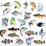 50Pcs Funny Fishing Rod Decals Grouper Bass Trout Sailfish Stickers Fishing Decals for Trucks Window Boat