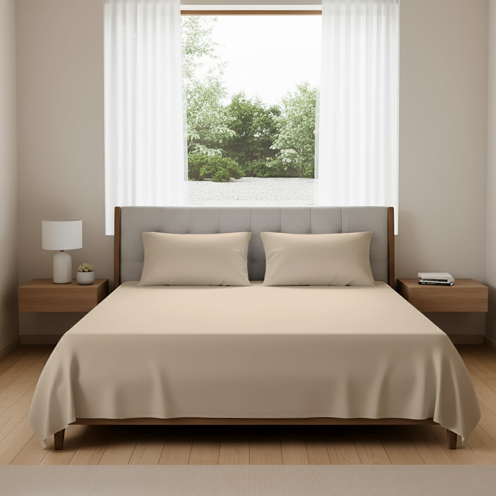 Double Flat Sheet 400 Thread Count Egyptian Cotton, Ultra-Soft & Durable Quality, Breathable Easy Care, Double Bed Size: 230 x 250 cm