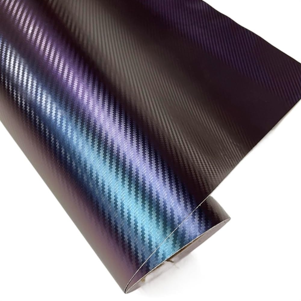 Wrapping Pellicola Blu Verde Viola Car Chameleon Wrap Auto Pellicola da imballaggio in fibra di carbonio Veicolo Cambia colore Adesivo Tinta Vinile Bolla d'aria libera(3D blue purple,50CM X 300CM)