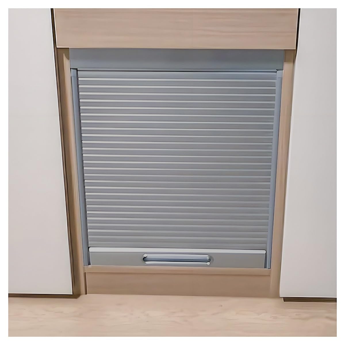 Custom Roll Up Cabinet Doors, ABS Sliding Folding Closet Door with Assembly Hardware &amp; Handle, Retractable Rolling Shutter Doors for Home Office Study, W*H_65x65cm (25.6x25.6), Grey
