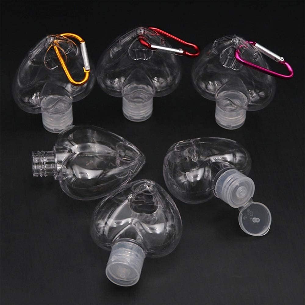 Healthcom 10 Pcs 50ml Clear Empty Refillable Bottles Heart shaped Travel Hand Sanitizer Bottle With Key Ring Hook Flip Cap Reusable Portable Cosmetic Container Hook Keychain Carriers for Liquid Creams : Beauty & Personal Care