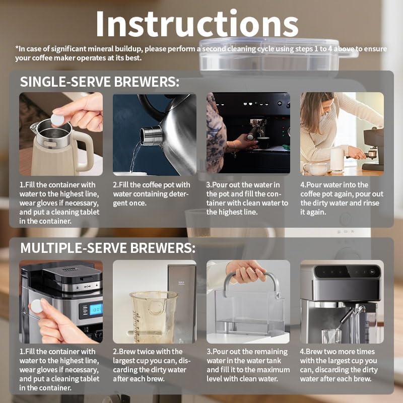 Miniatura 4 de Tabletas limpiadoras para máquinas de café, 24 tabletas de limpieza efervescentes, 0.17 onzas