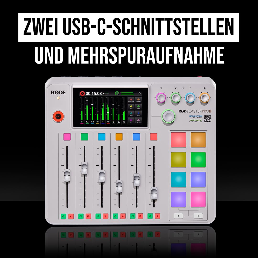 RØDE RØDECaster Pro II All-in-One Produktionslösung für Podcasting, Streaming, Musikproduktion und Content-Erstellung (Weiß)