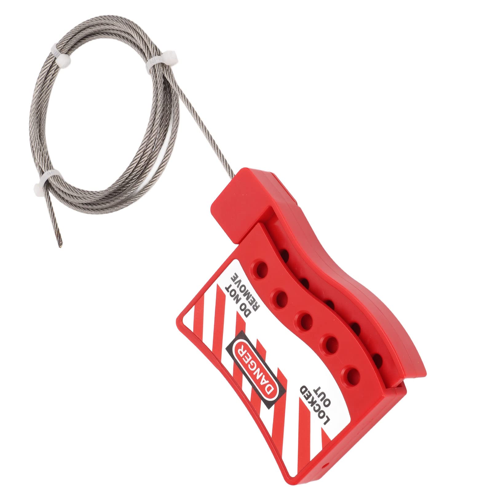 Adjustable Cable Lockout, Stainless Steel, 6.56 Length, Lockout Tagout Cable Lockout, 5 Lockout Holes for Chemicals