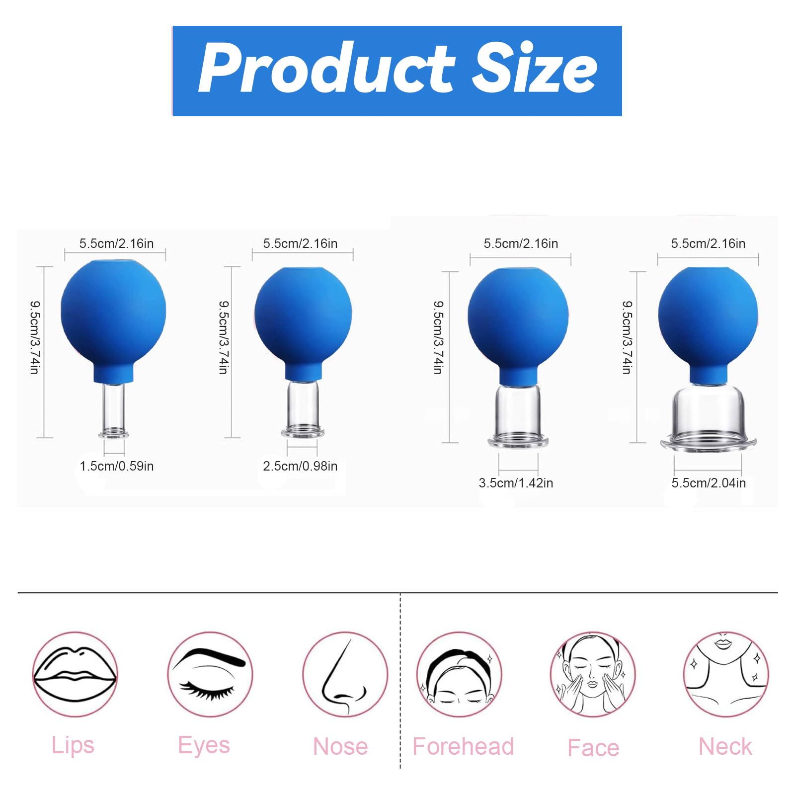 Cupping Set,4 Stück Kunststoff Schröpfgläser mit Saugball, Facial Cupping Set Schröpfen mit starker Saugleistung Massage Hautpflege Werkzeug für jede Körperstelle Schröpfset Kleines Gesicht Schröpfge