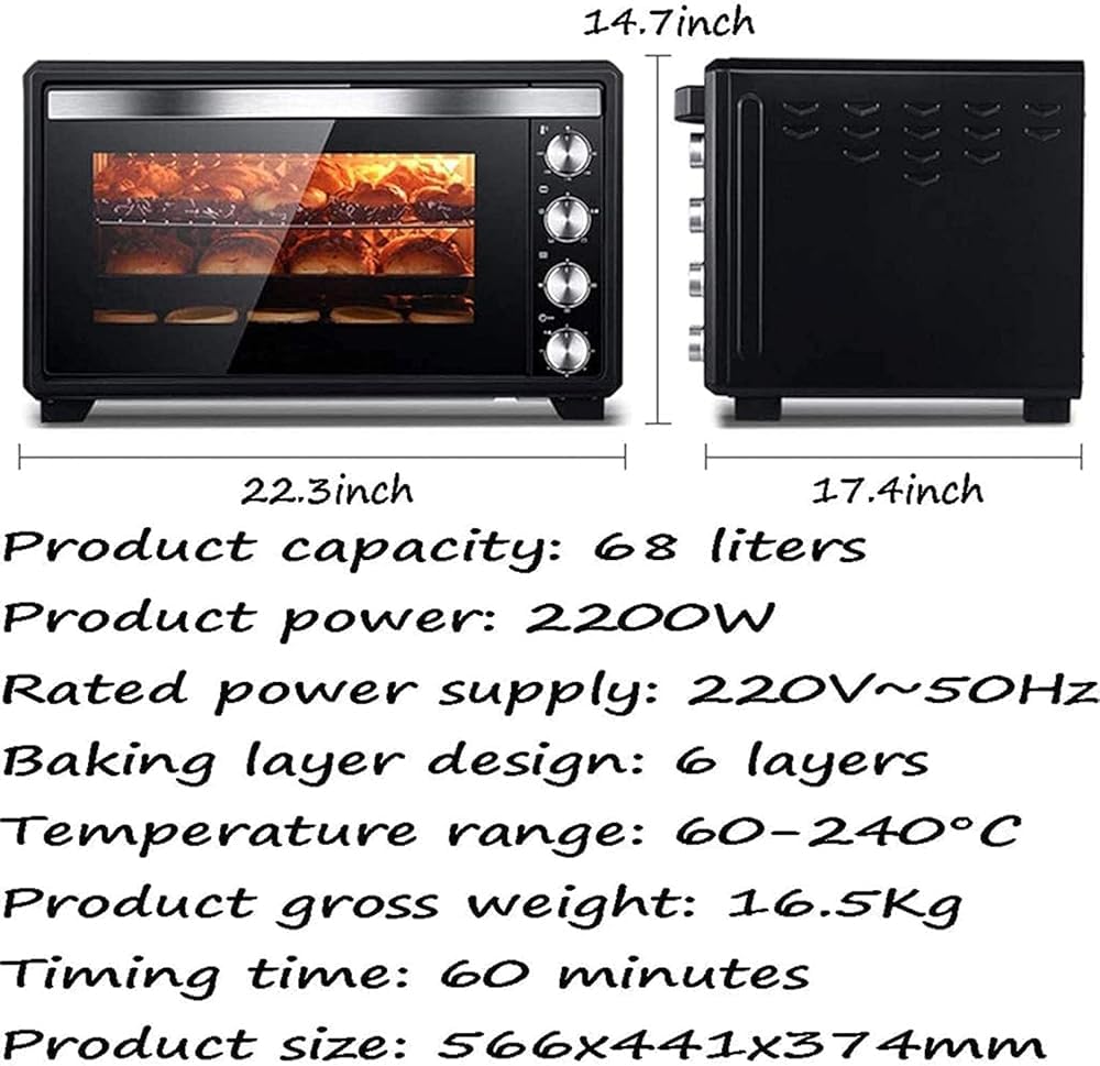 Combinazione di convezione della friggitrice ad aria del forno elettrico, capacità 40L, timer 60min, luce di cottura integrata, controllo della temperatura 90℃-230℃ per toast, cuocere e grigliare