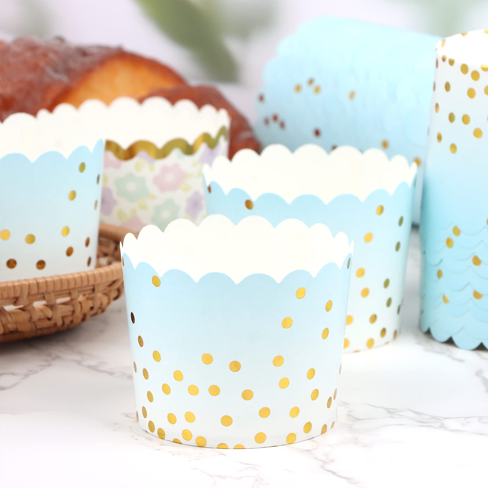 50 Stück bunte fettdichte Papier-Backförmchen, große Cupcake-Papiereinlagen, Einweg-Muffinförmchen, Cupcake-Halter, Behälter für Hochzeit, Party, Festival, Abschlussfeier