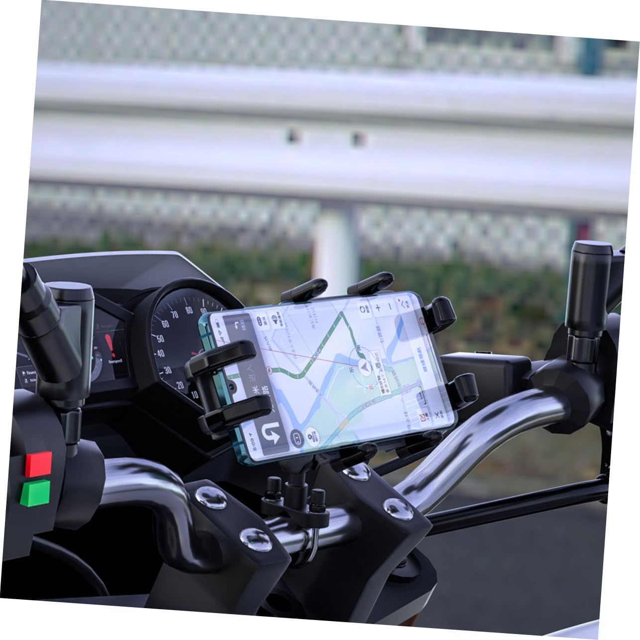 Gatuida 1Set Motorcycle Phone Mount Holder Rotating Aluminum Handlebar Rack Compatible with Motorcycles Bikes and Atvs for Outdoor Navigation