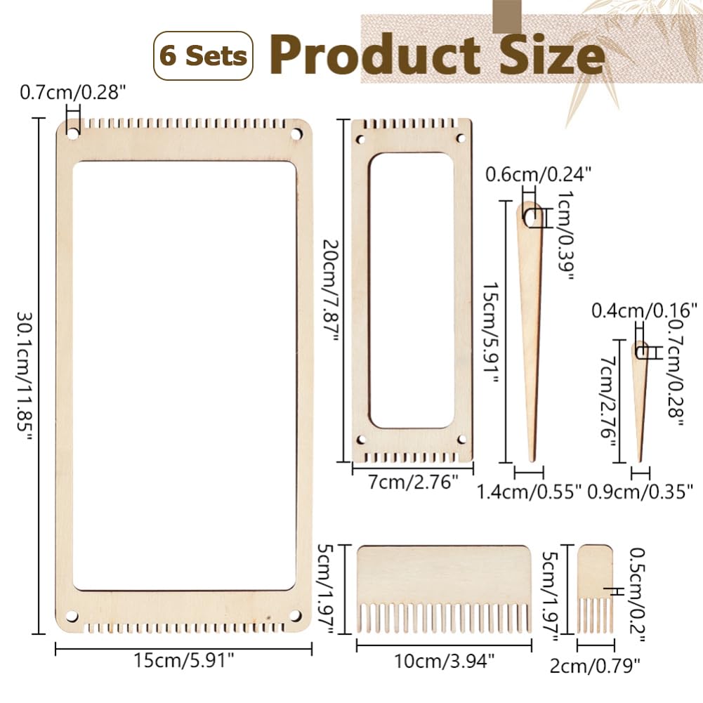 NBEADS 6 Set di Kit Telaio per Tessitura In Legno, Segnalibro Telaio per Tessitura con Pettine per Tessitura e Uncinetto per Tessitura Telaio per Adulti Tessitura e Amanti Della Tessitura