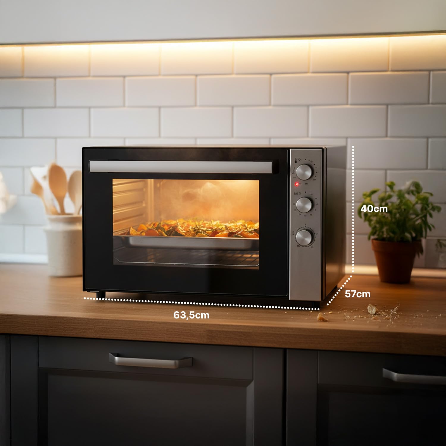 Forno Elettrico Ventilato XXL 70L 2500W con Doppia Resistenza, Timer, Cottura Combinata fino a 230°C