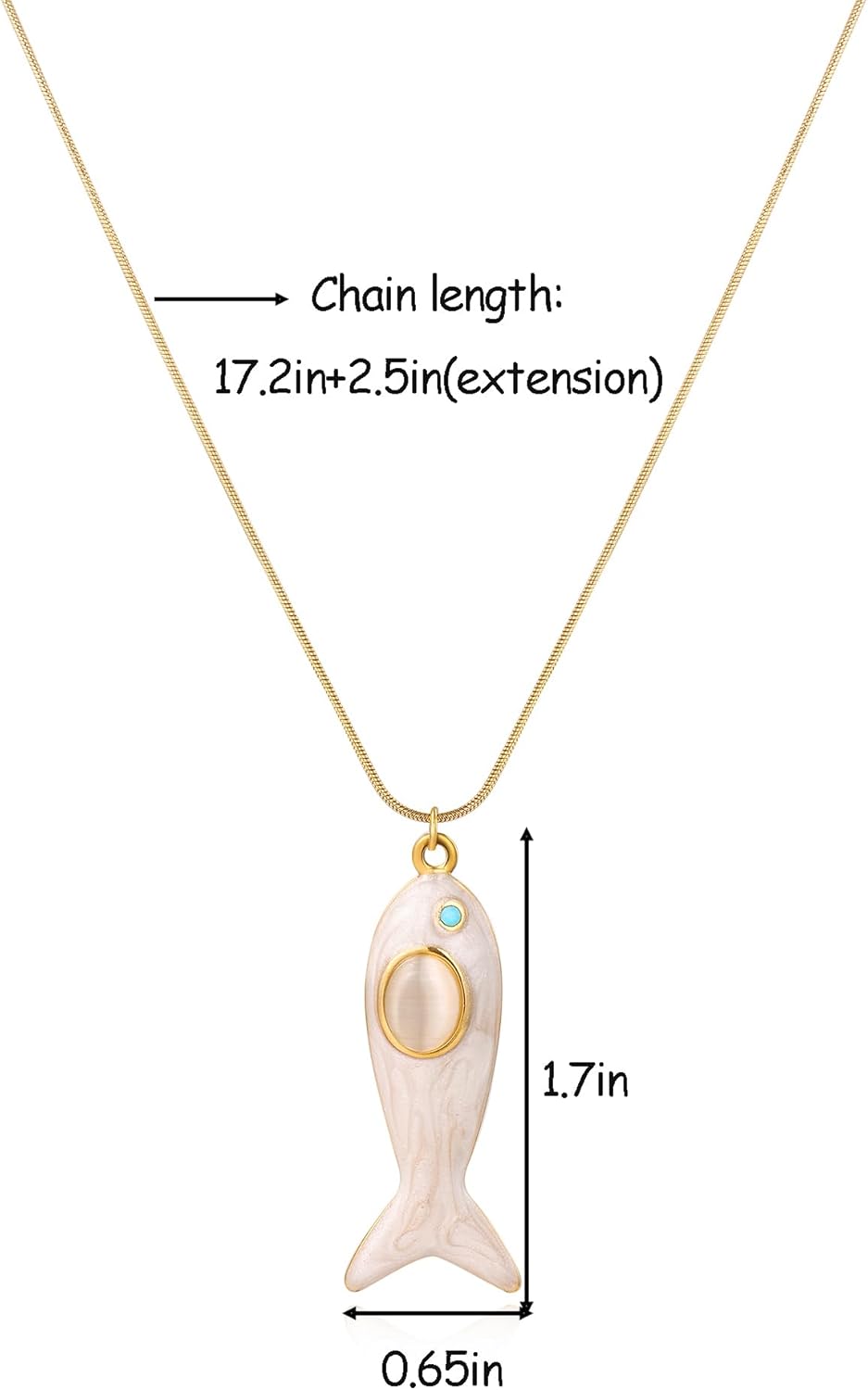 Boho Summer Fish Sea Pendant Charms Necklace For Women,Colored Seashore Ocean Holiday Stainless Steel Chain Surfer Jewelry Choker Necklace Adjustable - Image 2