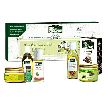 INDUS VALLEY Hair Conditioning Pack (Shikakai,Aloevera Gel,Ultima Hair Spa, Coconut, Almond & Olive Oil) - (30g, 50+50+50+25+25+5 = 205ml) Gift Pack