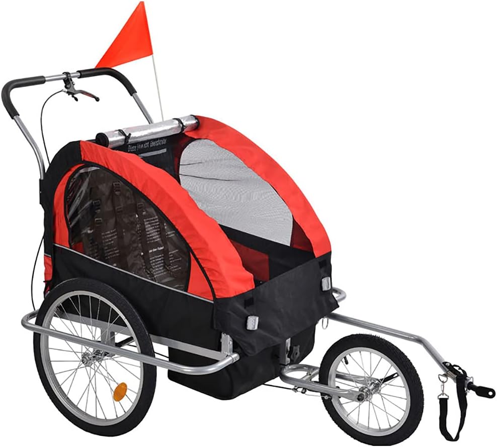 Bike Trailer for Kids, 2 Seater Foldable Frame Universal Bicycle