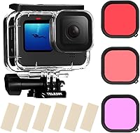 Vista 2 de TELESIN Funda impermeable mejorada de 196 pies para GoPro Hero 12/11/10/9, revestimiento impermeable negro para la lente, carcasa de buceo