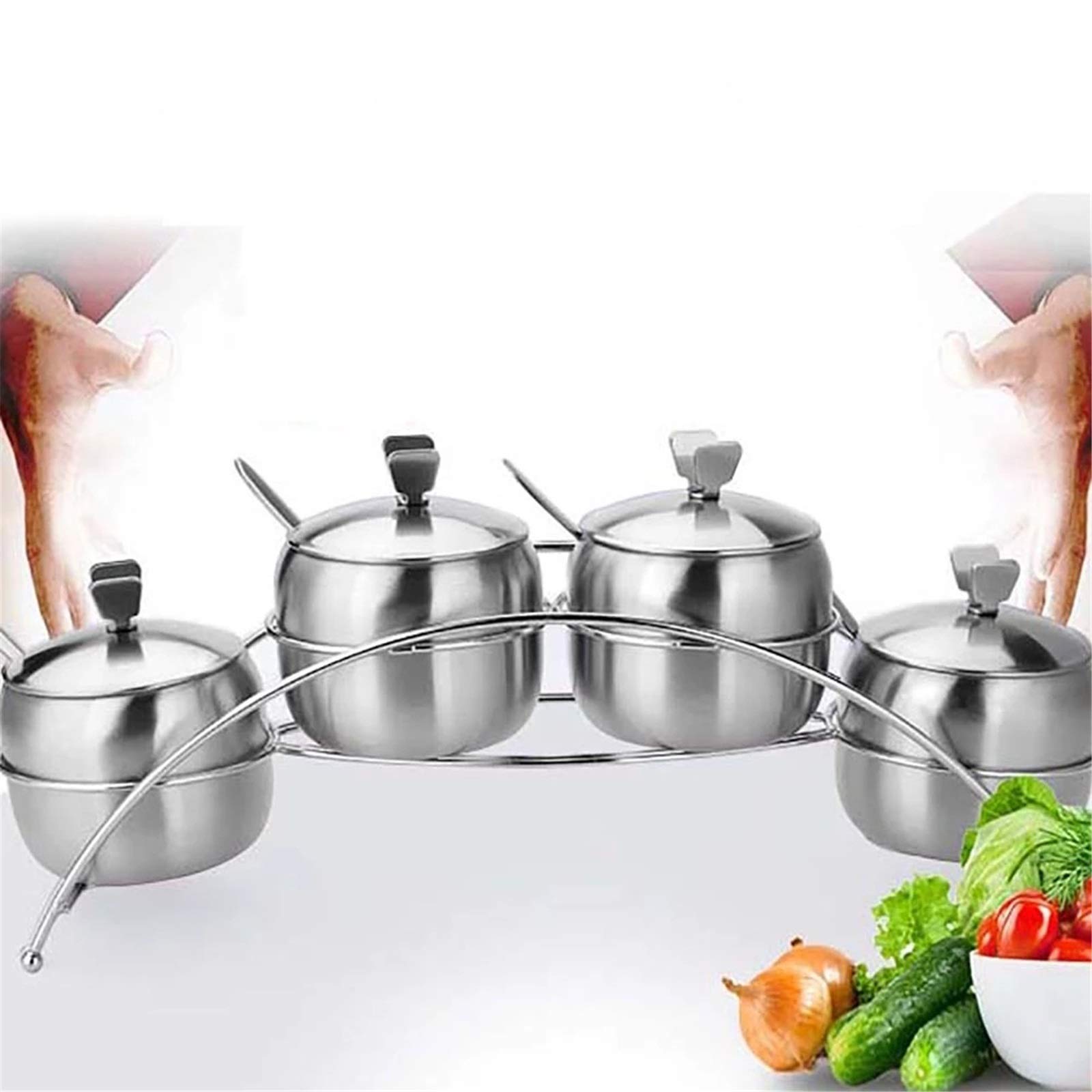SAeWare Estante de especias de acero inoxidable para especias, organizador de condimentos, estante de cocina, plateado, 36 cm, plateado, 36 cm