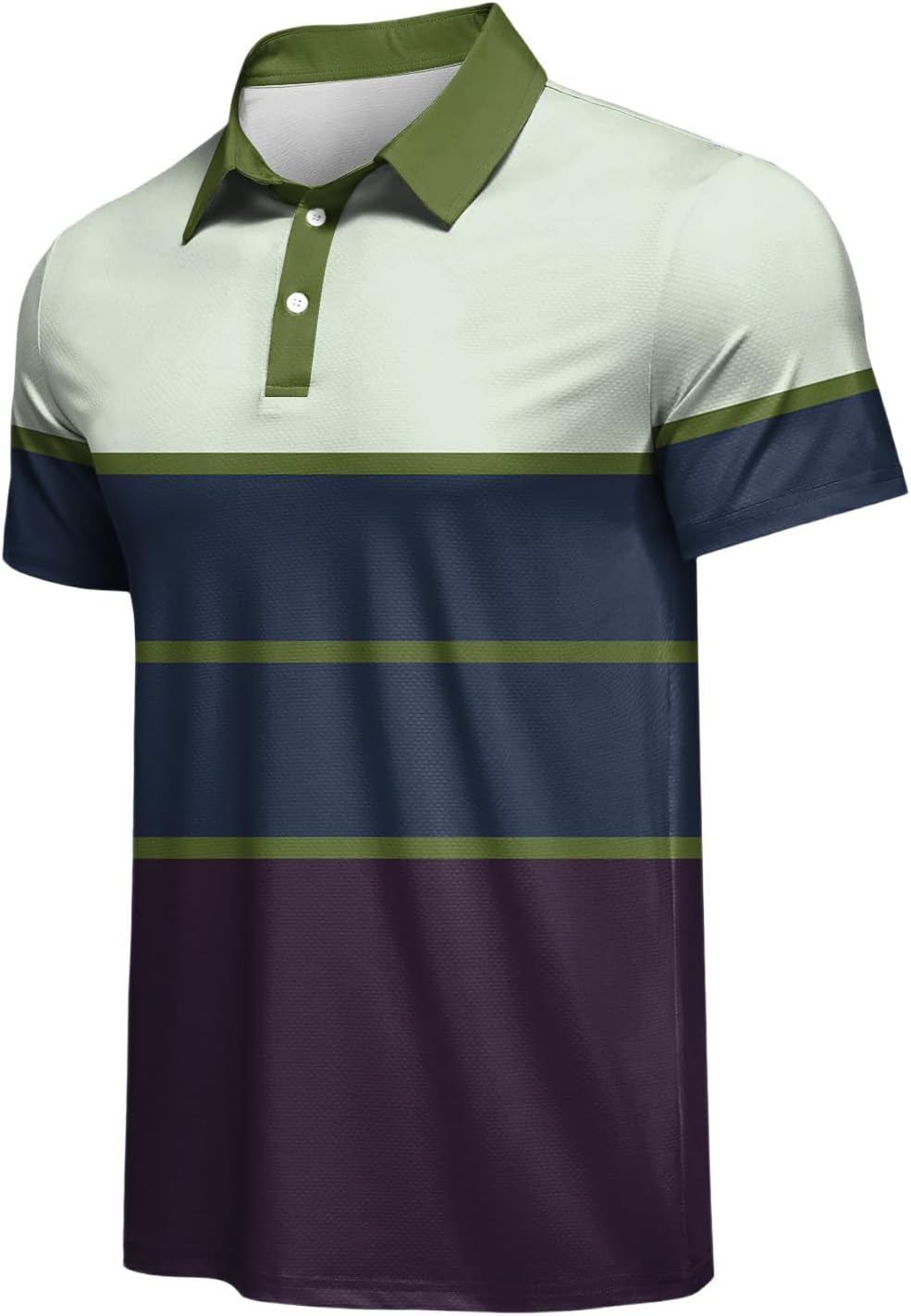 Ymosrh Mens Wear Breeze Polo Shirts Short Sleeve Striped Print Performance Active Tennis Golf Collar Shirts, S-3XL