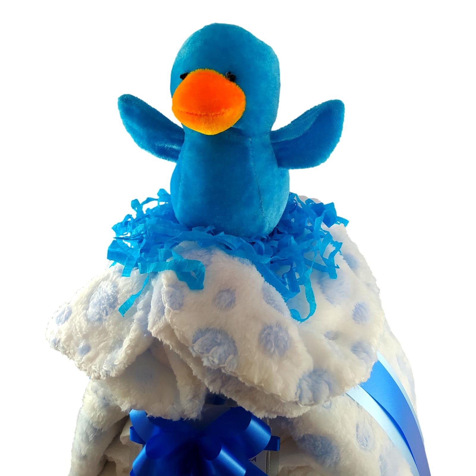 Tarta De Pañales Cigüeña Para Niño Con Manta, Chupete, Peluche y Pañales Dodot