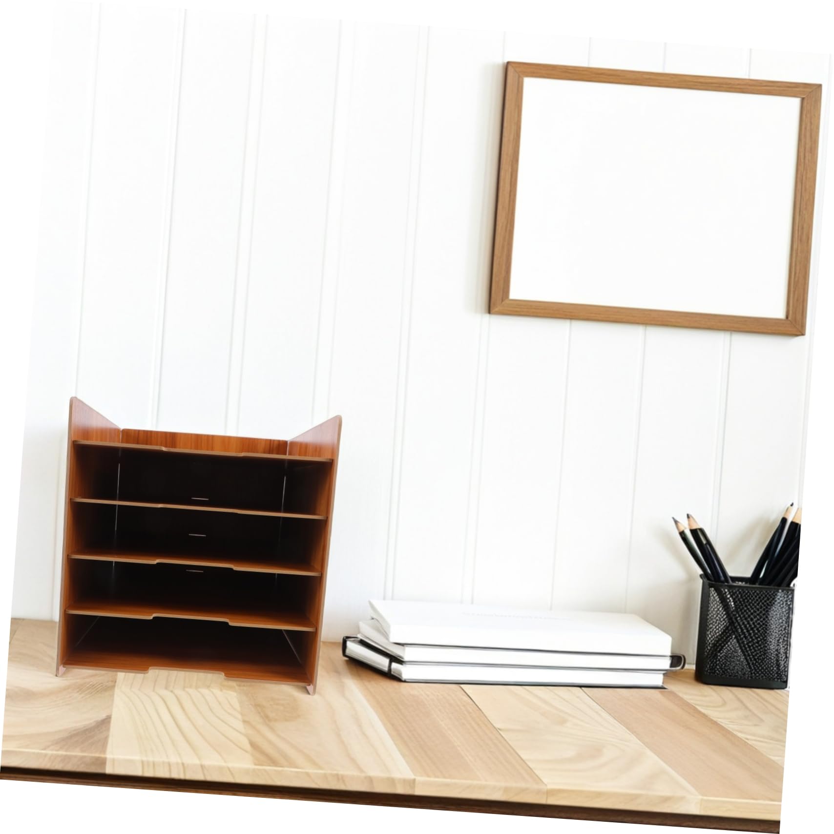 Organizzatore File da Scrivania Multistrato in Legno Marrone | Struttura Robusta, Montaggio Semplice, Stile Moderno, Adatto a Cartoleria e Magazzino