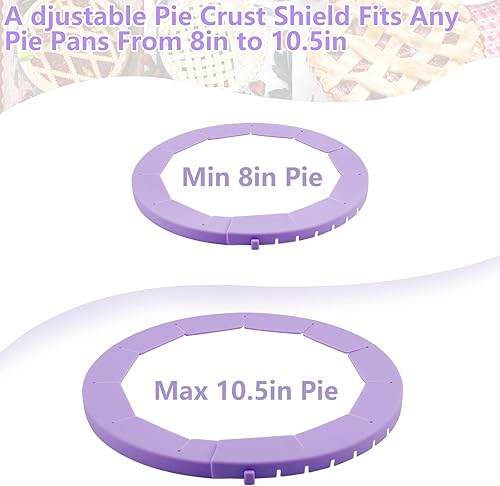 Miniatura 4 de HOHUIGO Paquete de 2 protectores de silicona ajustables para hornear, protector de corteza para tartas, cubierta de protección para tartas, anillo