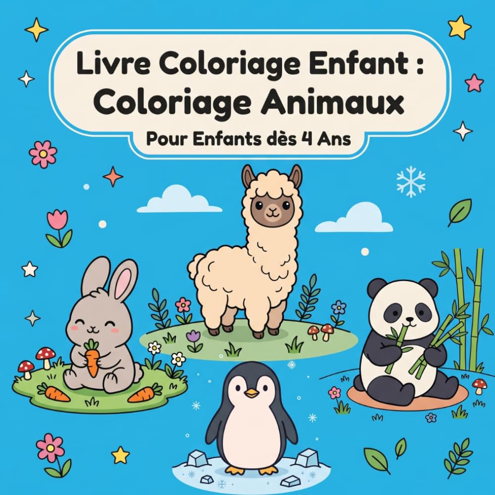 Livre Coloriage Enfant : Coloriage Animaux: Cahier Coloriage Enfant avec Dessins Animaux Mignons et Activités de Coloriage Facile pour Enfant 4 Ans et 5 Ans