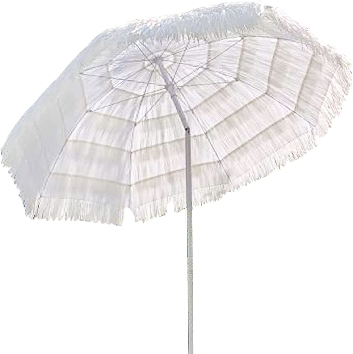 Parasol Parasol ze Sztucznej Słomy Bez Podstawy 1.8m Biały Parasol Plażowy Parasol Ogrodowy Parasol Powierzchnia Łuku Długość 2m 32mm Słupek Od Parasol Możliwość Pochylenia 45° Regulacja Wysokości