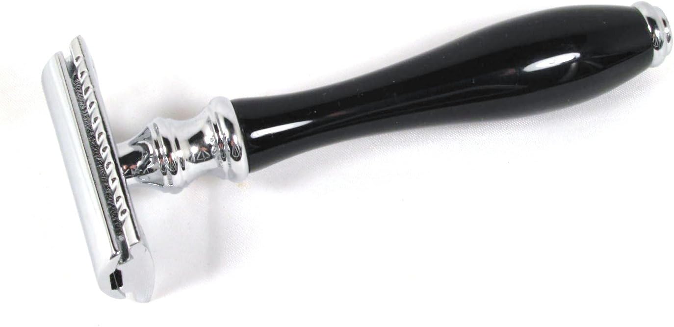 Col Conk Double Edge Safety Razor Black Handle Chrome Head