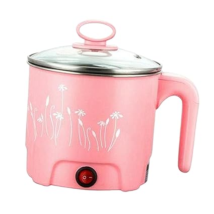CALANDIS Mini Electric Cooking Pot Rapid Noodle Cooker 220V EU Plug Pink_Dia.18cm