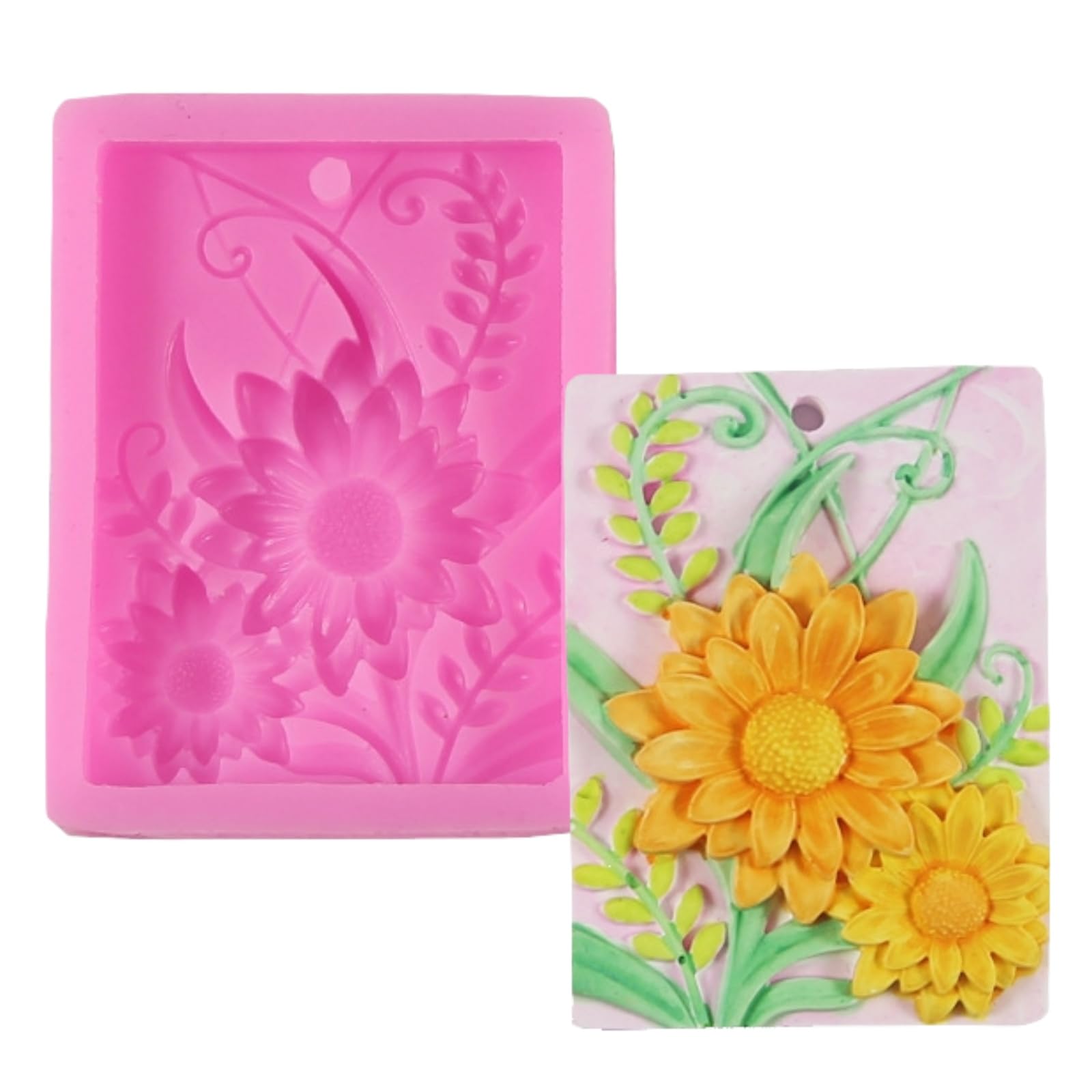 DIY Daisy Flower Ginkgo Leaf Fragrance Gypsum Hanging Mold Flower Silicone Soap Mold Square Fondant Chocolate Candy Cake Decorating Baking Tools(Daisy A)-image-30