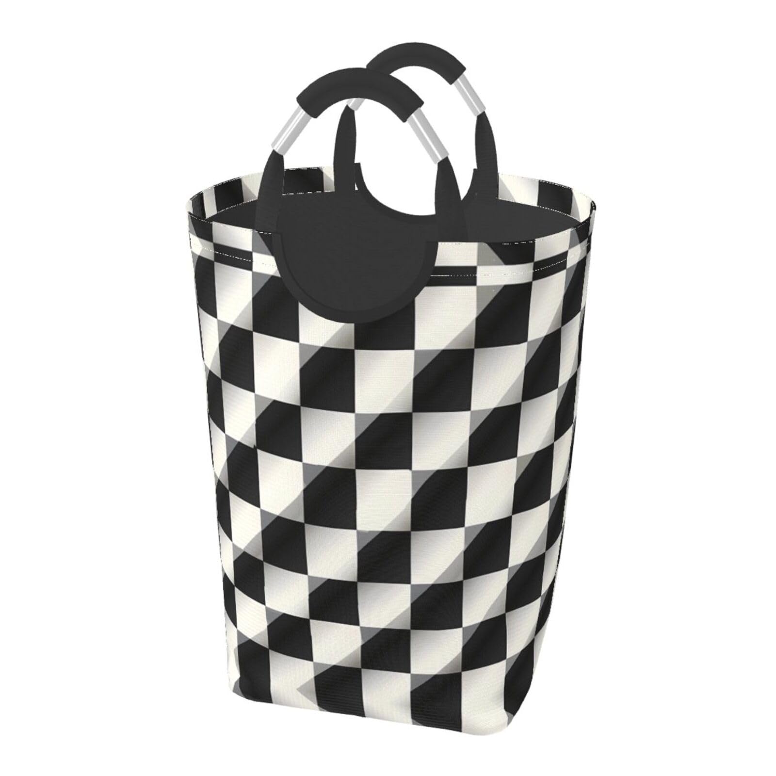 Schwarz-Weiß-Mosaik-Aufbewahrungstasche, quadratisch, 50 l, faltbarer Wäschekorb, geeignet für Waschküche, Schlafsaal, Schlafzimmer