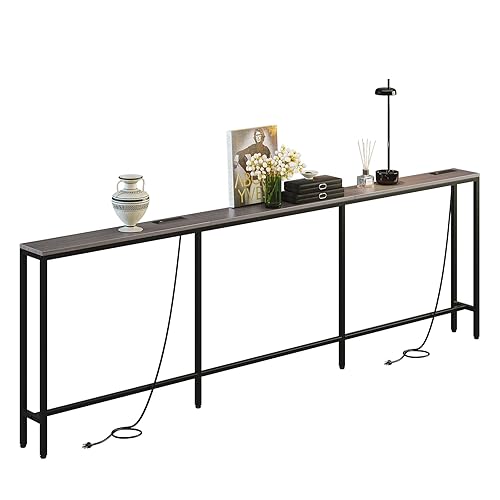 102.4" Behind Couch Table with 2 Fast Charging Stations, 7.1"