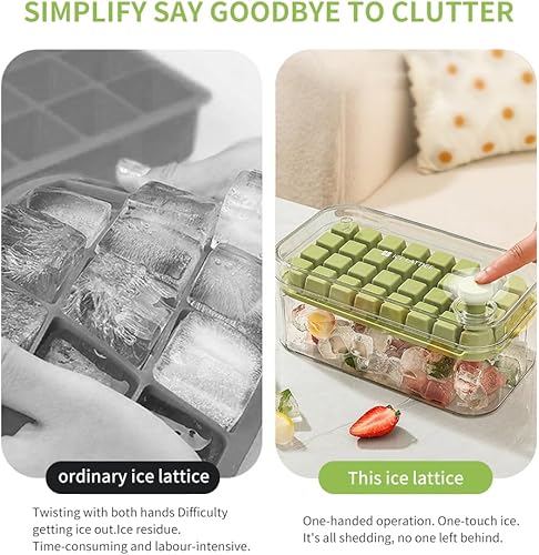 Miniatura 6 de Promoción de invierno - Molde de hielo doble con tapa 64 celdas, puede agregar buen gusto para whisky, cócteles, té, café, etc., cantidad limitada,