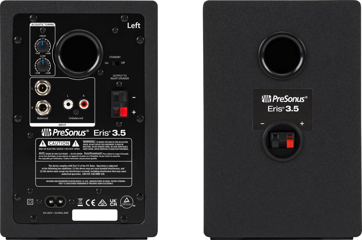 PreSonus Eris E3.5, Enceintes de Monitoring Studio, Paire, 3.5 ", 2 Voies, Multimédia Haute Définition