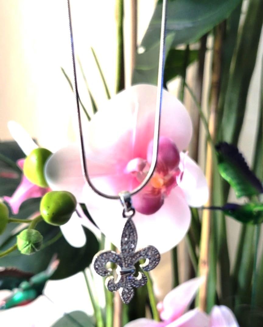 DianaL Boutique Fleur De Lis Austrian Crystal Charm Pendant and Necklace Gift Boxed Fashion Jewelry - Image 5