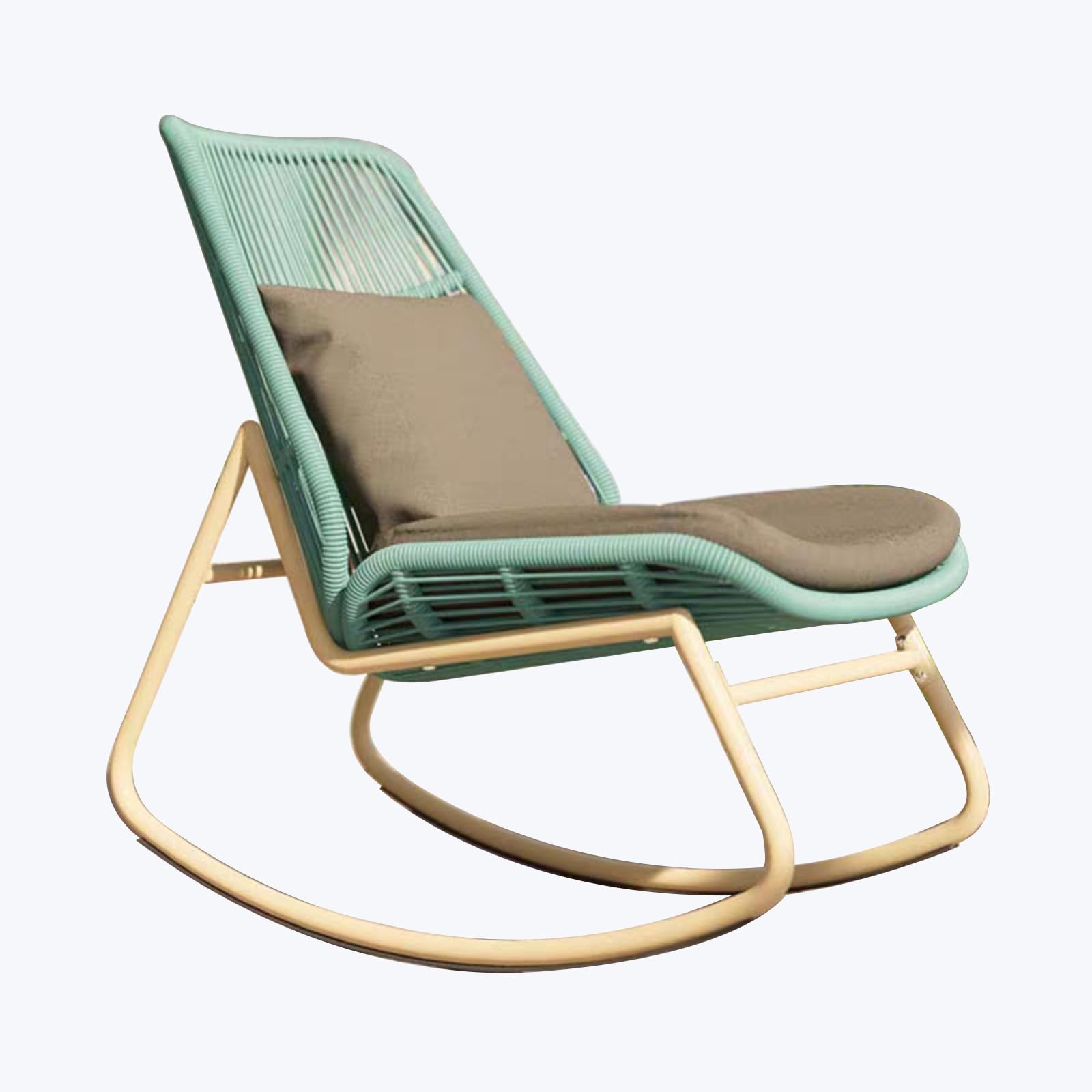 Poltrona Imbottita per Allattamento, per cameretta dei Bambini, Moderna Struttura in Metallo Intrecciata a canne per cameretta dei Bambini, Soggiorno, Patio, Cortile, Balcone