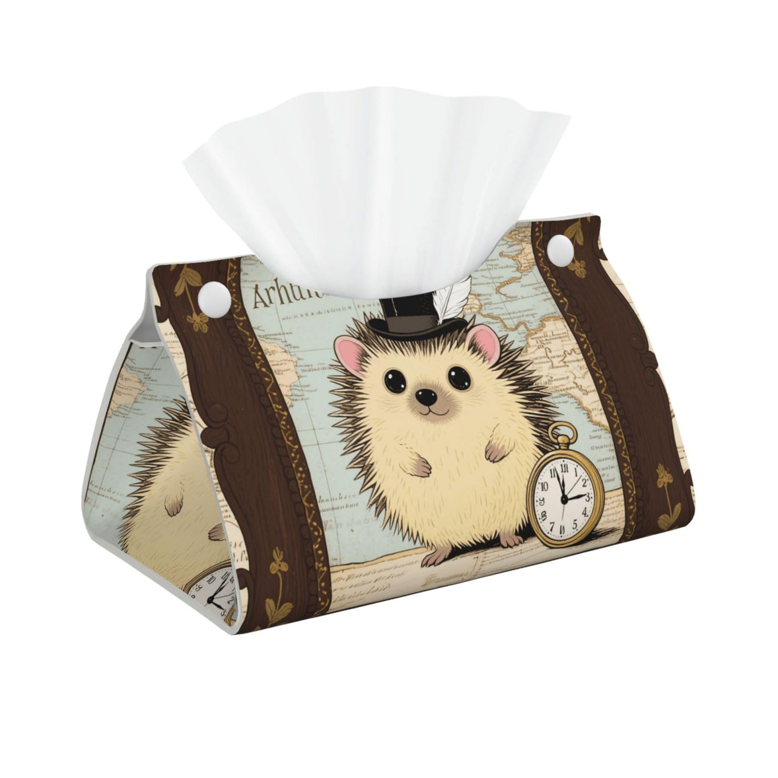 Pu Leather Tissue Box Cover, Funny Hedgehog Rectangle Tissue Case Covers Decorative Tissue Box Holder Waterproof Tissue Holder Organizer for Bathroom Home Office