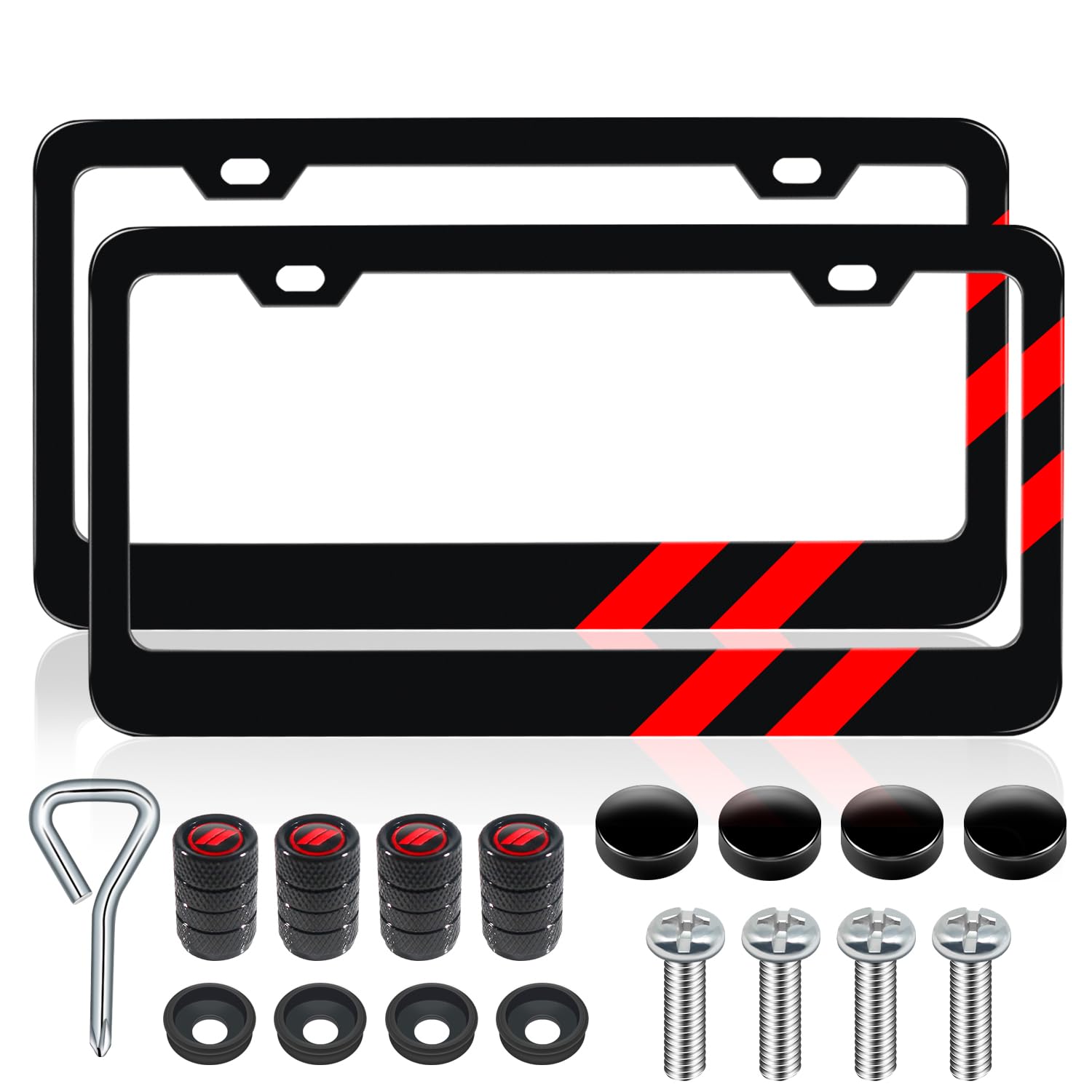 REMOCH 2PCS Matte License Plate Frames for Dodge Charger Accessories Challenger Durango Universal Solid Rust-Proof Aluminum License Plate Cover Holder for Front and Rear Car Tags (Red)