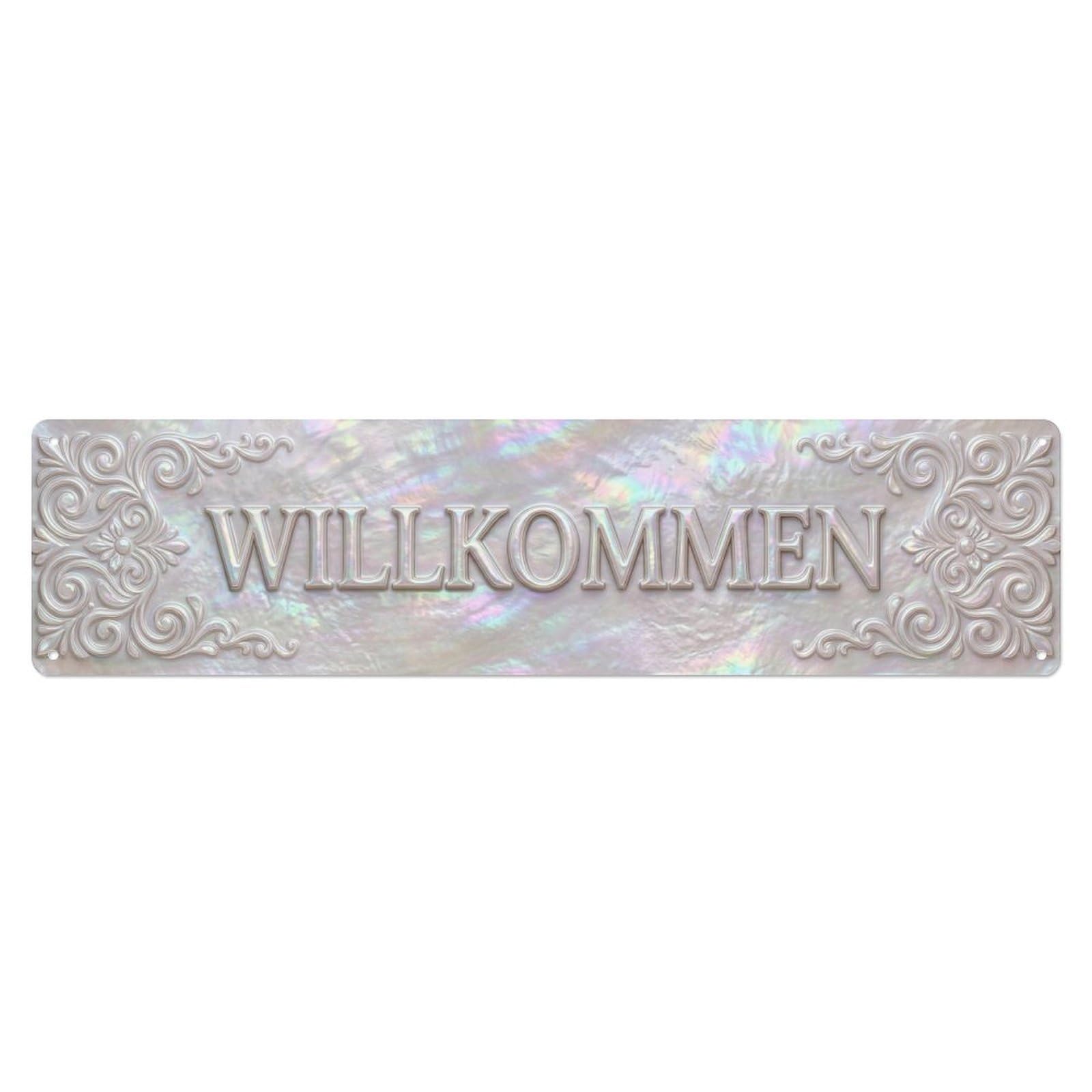 Pearl Nacre Iridescent Luxury Welcome Metal Tin Sign