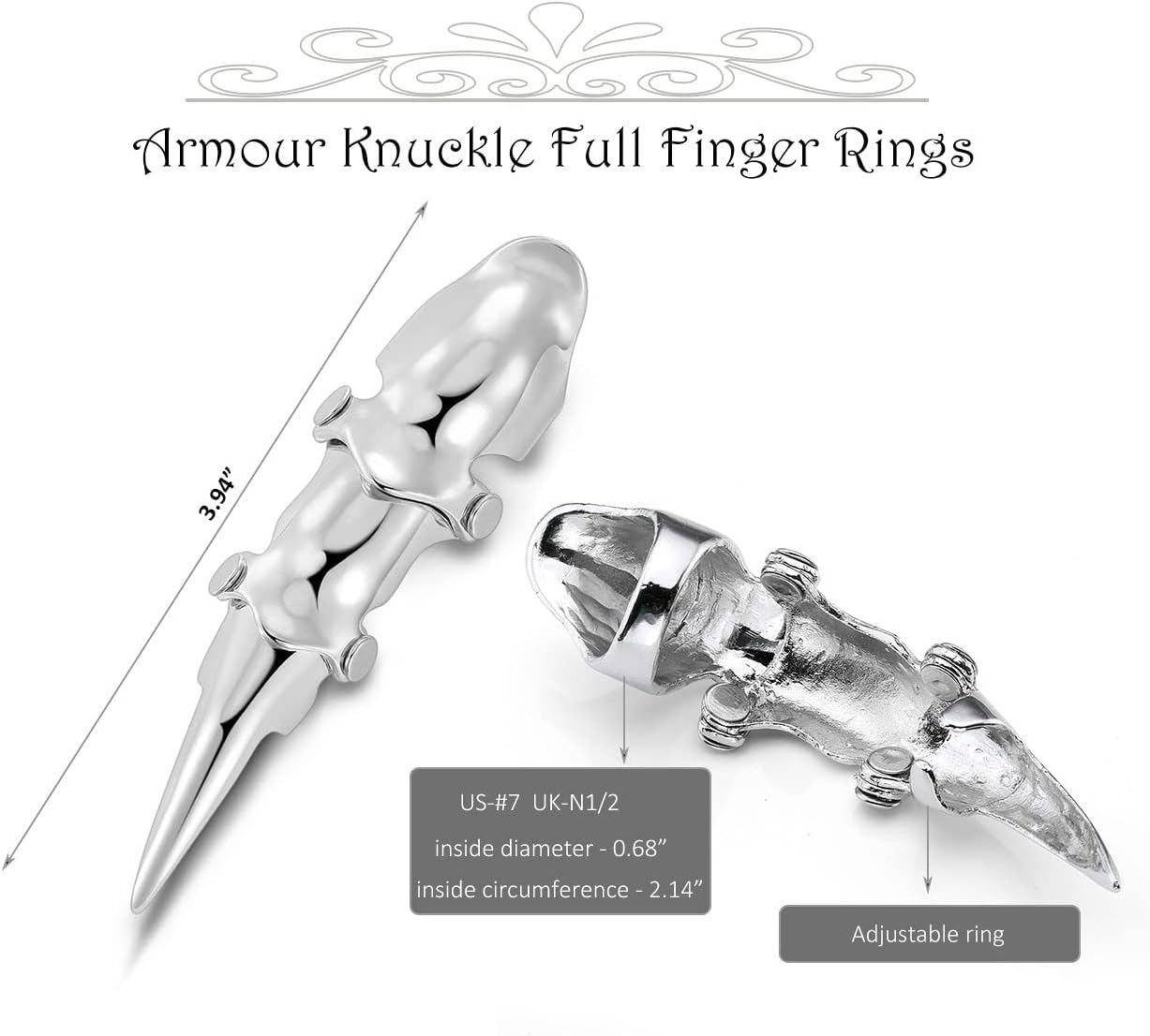 Punk Men's Armour Knuckle Joint Full Finger Double Loop Activity Ring Rock Gothic Hinged Rings Halloween Party Cosplay Costume Accessories Jewelry - Image 5