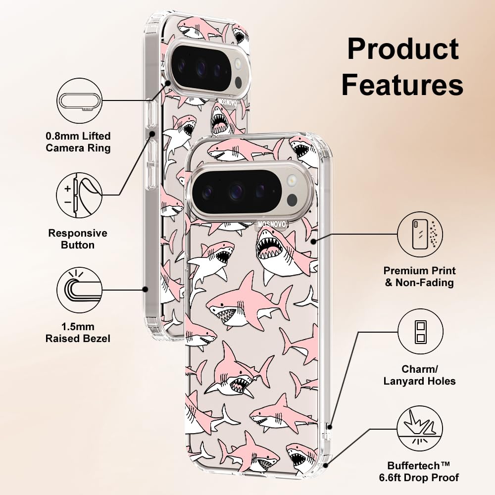MOSNOVO Case for Google Pixel 10 & Pixel 10 Pro, [Buffertech 6.6ft Military-Grade Drop Protection] [Anti Peel Off Tech] Clear TPU Bumper Phone Case Cover Design - Cute Cherry — view 546