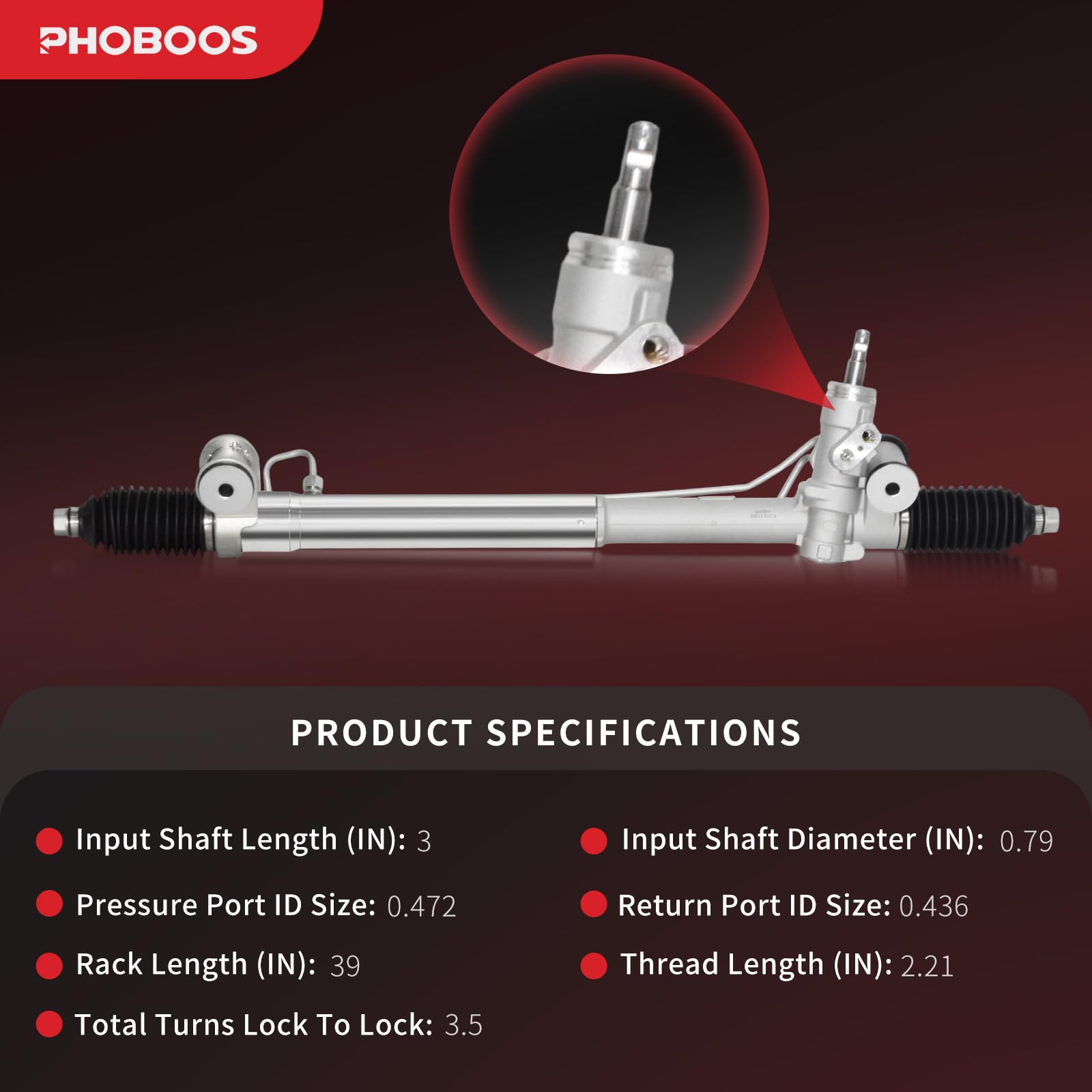 PHOBOOS Conjunto de piñón y cremallera de dirección hidráulica compatible con modelos GMC, Chevrolet, Buick, Oldsmobile y Saab. Nueva unidad, a prueba de fugas, ajuste atornillado directo, Ref. 22