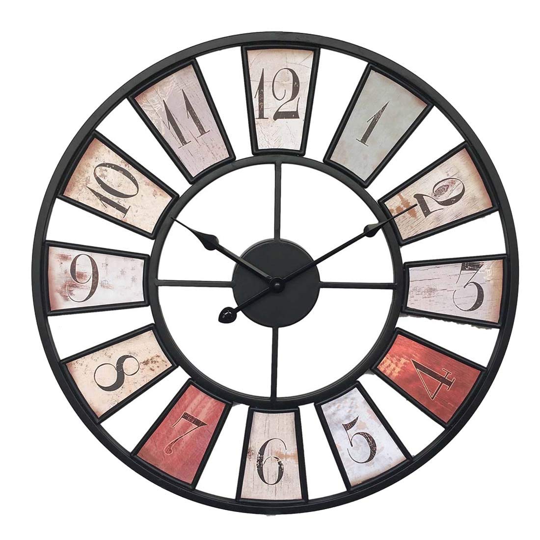 RuiyiF 20 Inch Silent Wall Clocks Battery Operated Non Ticking,Oversize Metal Rustic Wall Clock Farmhouse Large Decorative for Living Room Kitchen Office Bedroom (Arabic Numbers)