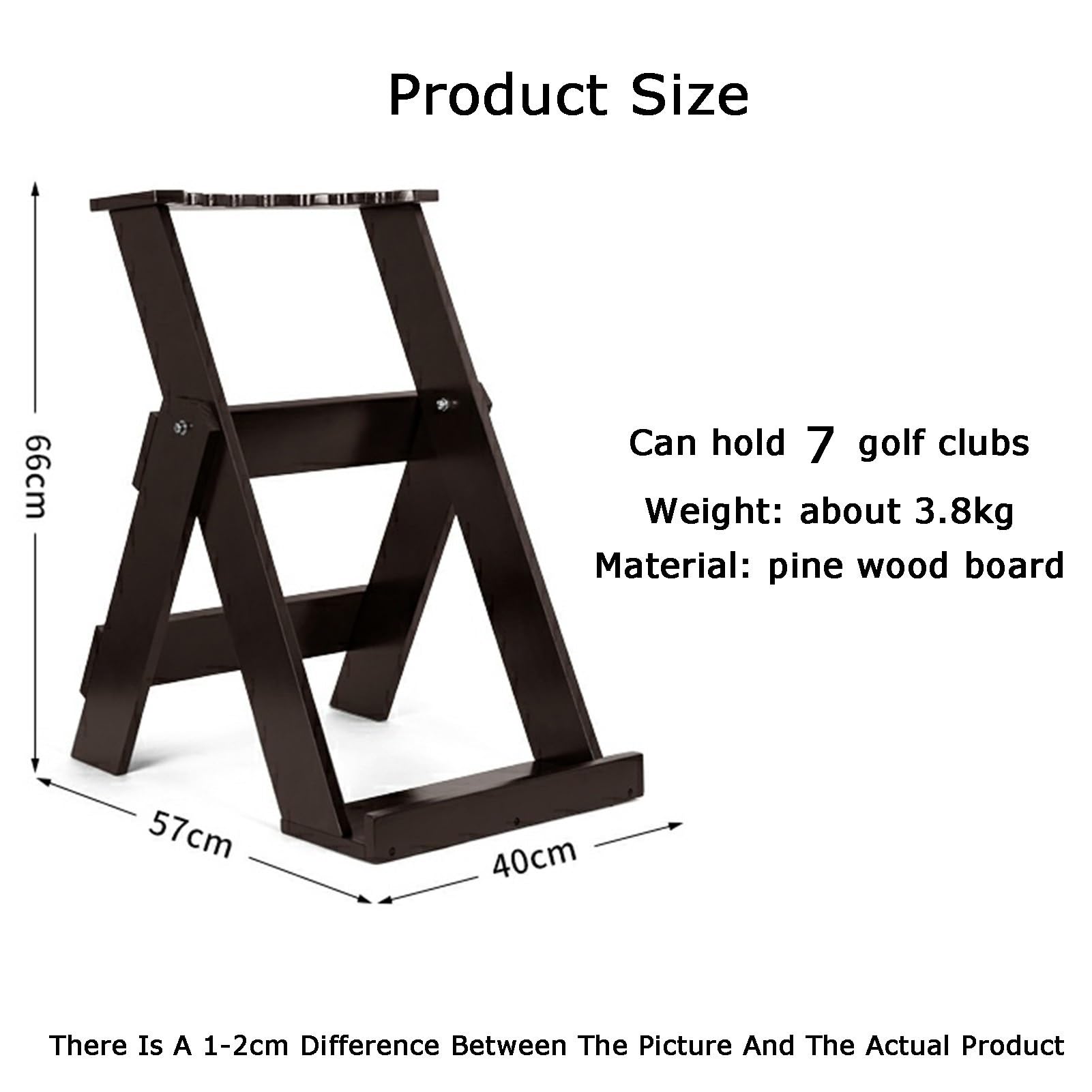 Supporto per mazze da golf, in legno, per 7 mazze, organizer versatile per garage, uso interno o esterno, perfetto per riporre ed esporre sacche da golf