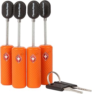 4-Pack TSA Approved Luggage Locks with Keys for Travel | Flexible, Ultra Secure Mini Key Padlocks Made from Zinc Alloy | Luggage Locks | TSA Locks | Orange